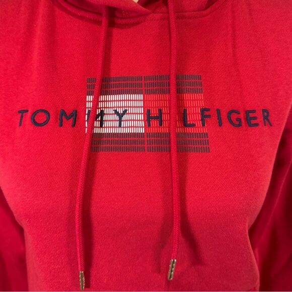 Tommy Hilfiger red logo graphics pullover hoodie size XS NWT - Picture 3 of 6